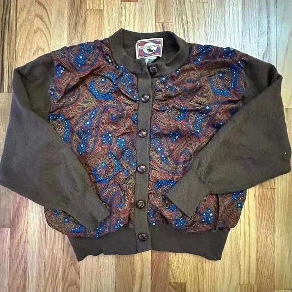 VINTAGE x JH COLLECTIBLES Womens Equestrian Paisley Print Brown Sweater l SIZE M - Picture 4 of 8